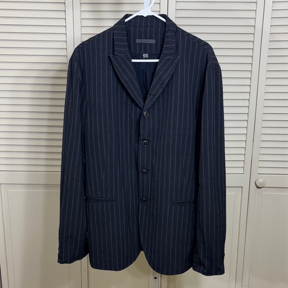 John Varvatos Dark Striped Business Blazer Stretch Wool...